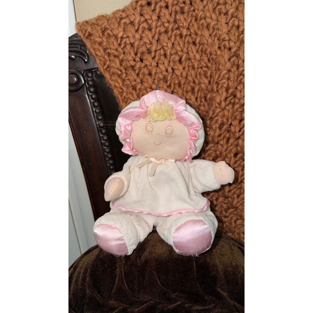 Genius Babies Inc Pink Cream Plush Rattle Baby Doll GB-022 Soft Toy 10"